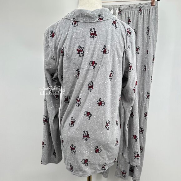 Croft & Barrow Easter Rabbits Two-Piece Button-Up Pajama Set Size Small - Picture 4 of 8
